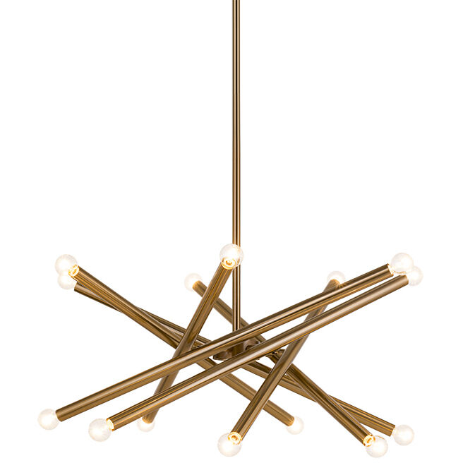 Matchstix 14 Light 39 inch Aged Gold Brass Pendant Ceiling Light in Aged Gold Brass and Clear