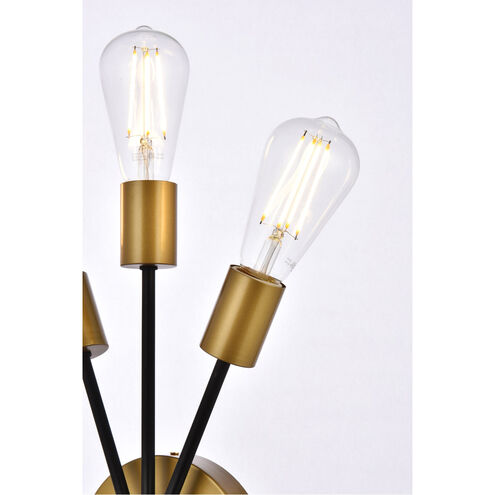 Lucca 3 Light 11 inch Black and Brass Bath Sconce Wall Light