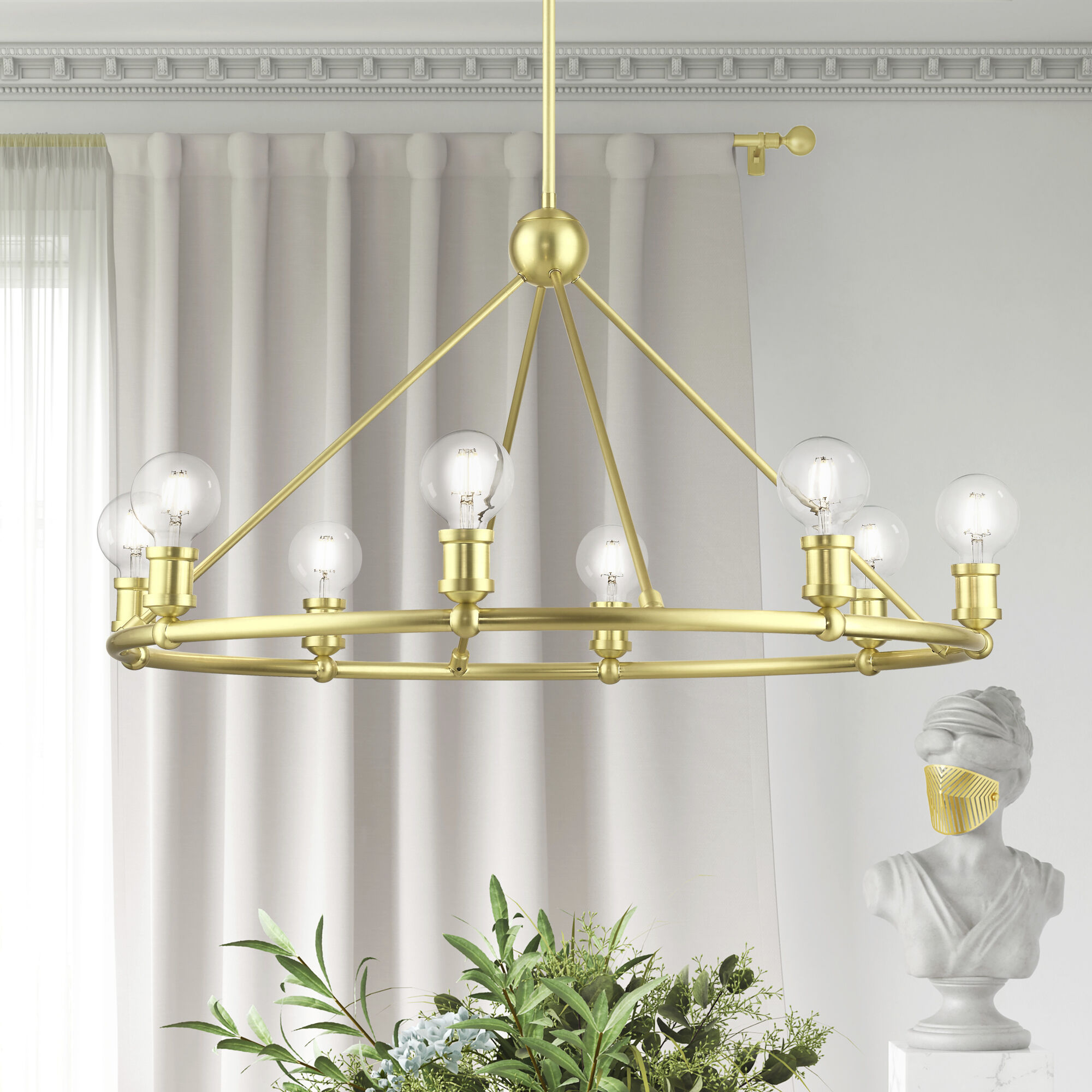 Lansdale 8 Light 34 inch Satin Brass Chandelier Ceiling Light