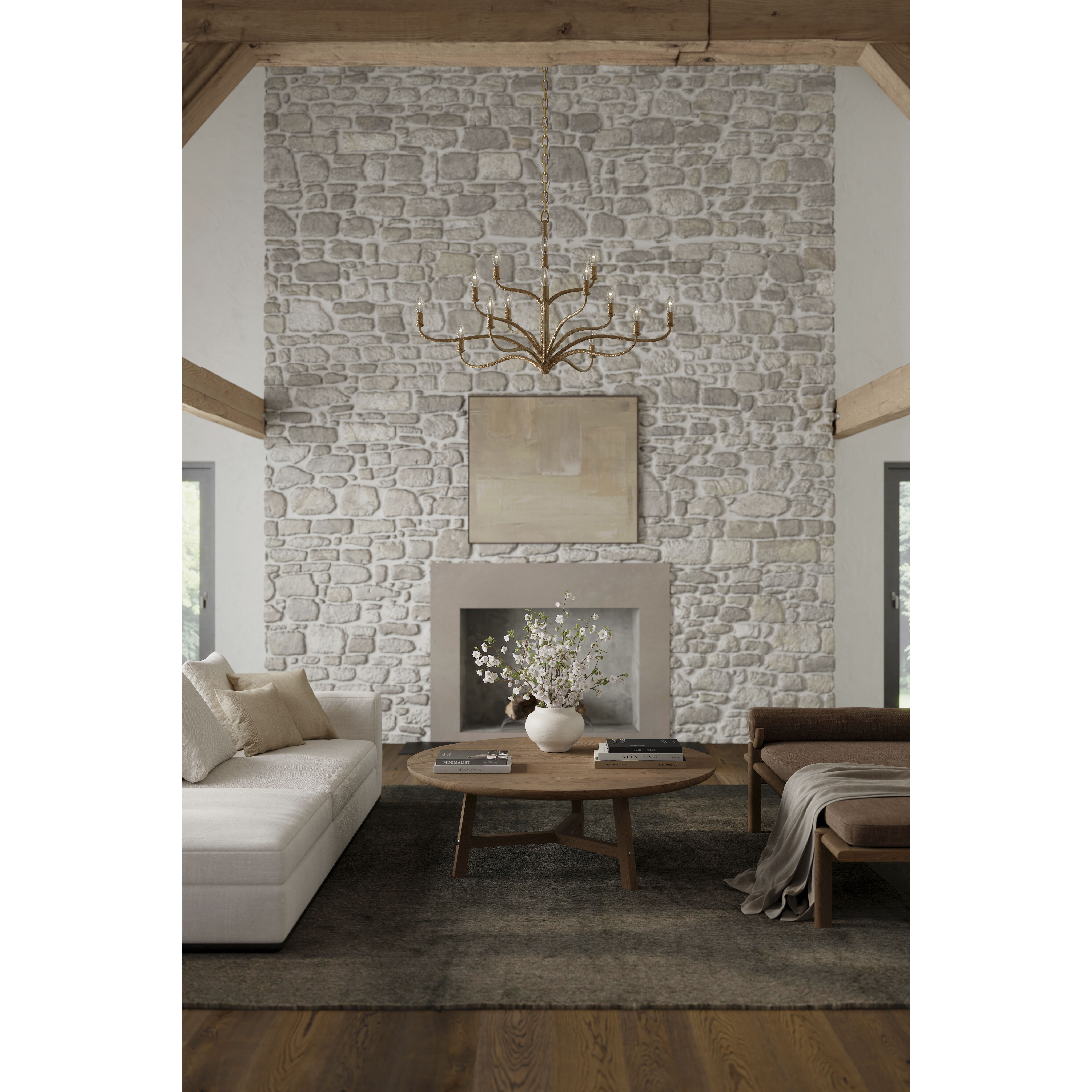 Dorianne 16 Light 44 inch Textured Dusken Brass Chandelier Ceiling Light