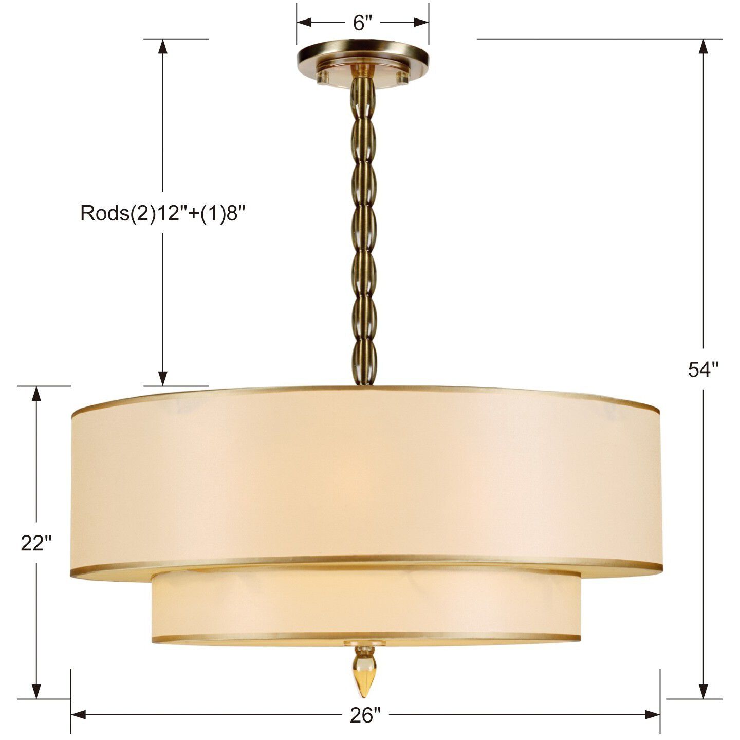 Luxo 5 Light 26 inch Antique Brass Chandelier Ceiling Light