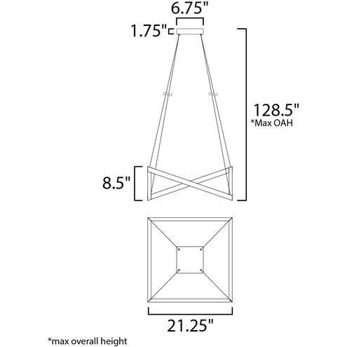 Stealth LED 21.25 inch Black Single Pendant Ceiling Light