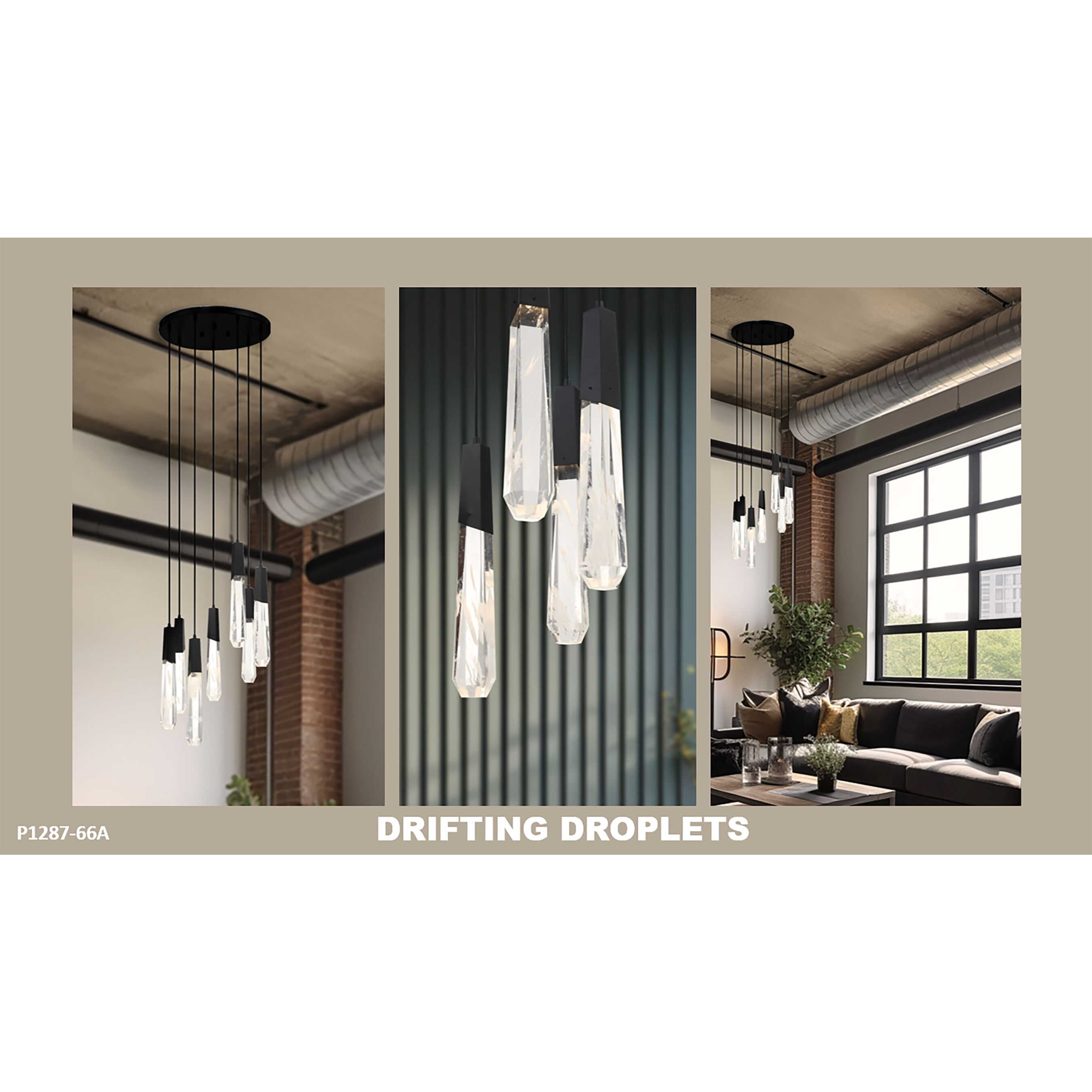 Drifting Droplets LED Coal Pan Pendant Ceiling Light