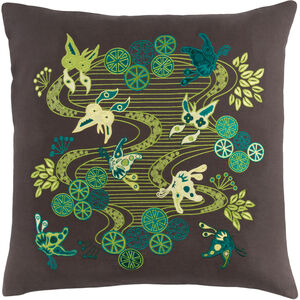 Chinese River 18 X 18 inch Black and Lime Throw Pillow