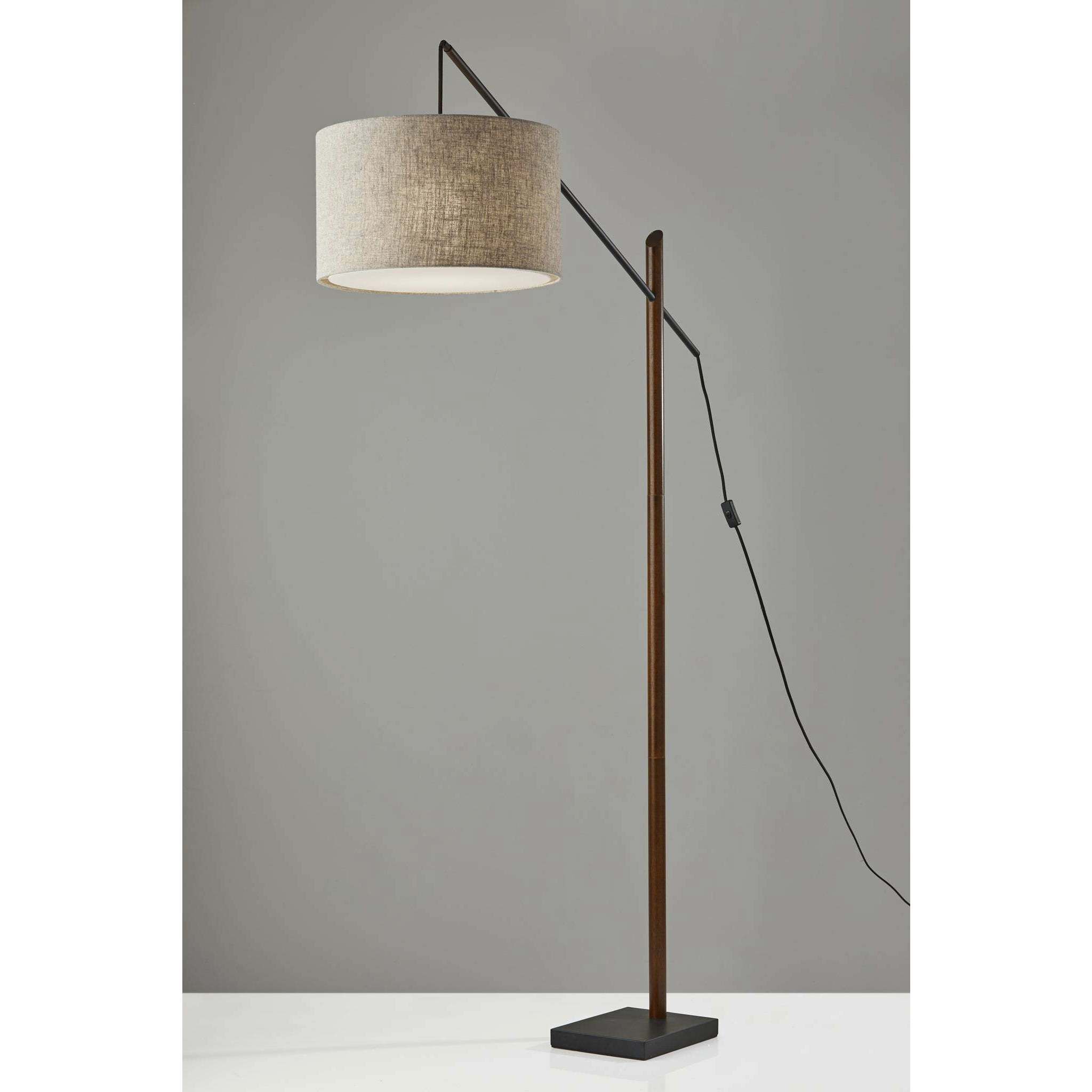 Ethan 77 inch 100.00 watt Black with Walnut Rubberwood Arc Lamp Portable Light