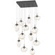 Cosmos LED LED Graphite Chandelier Ceiling Light, Square Multi-Port