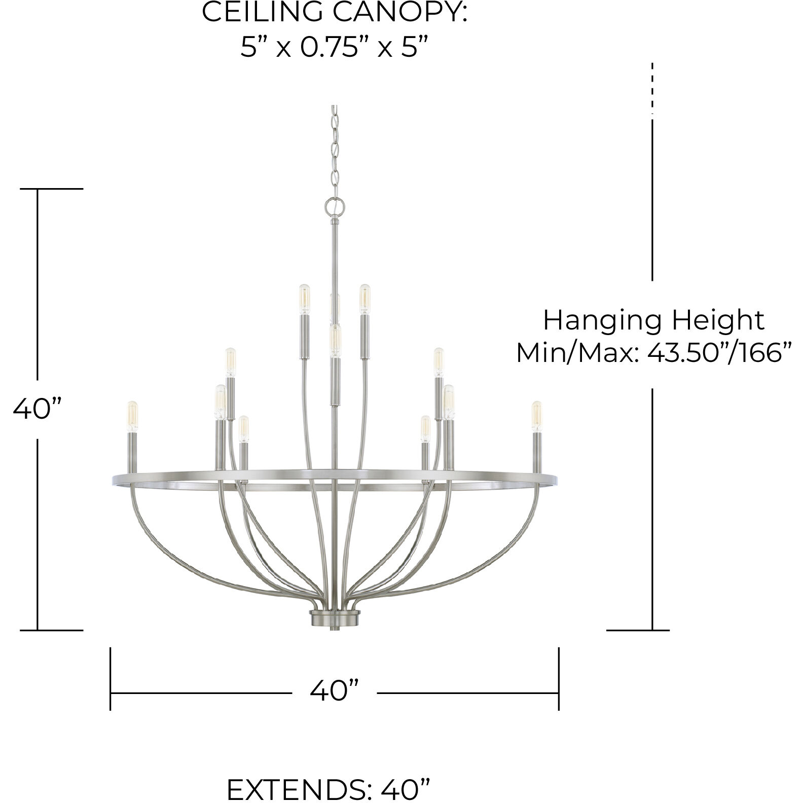 Greyson 12 Light 40 inch Brushed Nickel Chandelier Ceiling Light