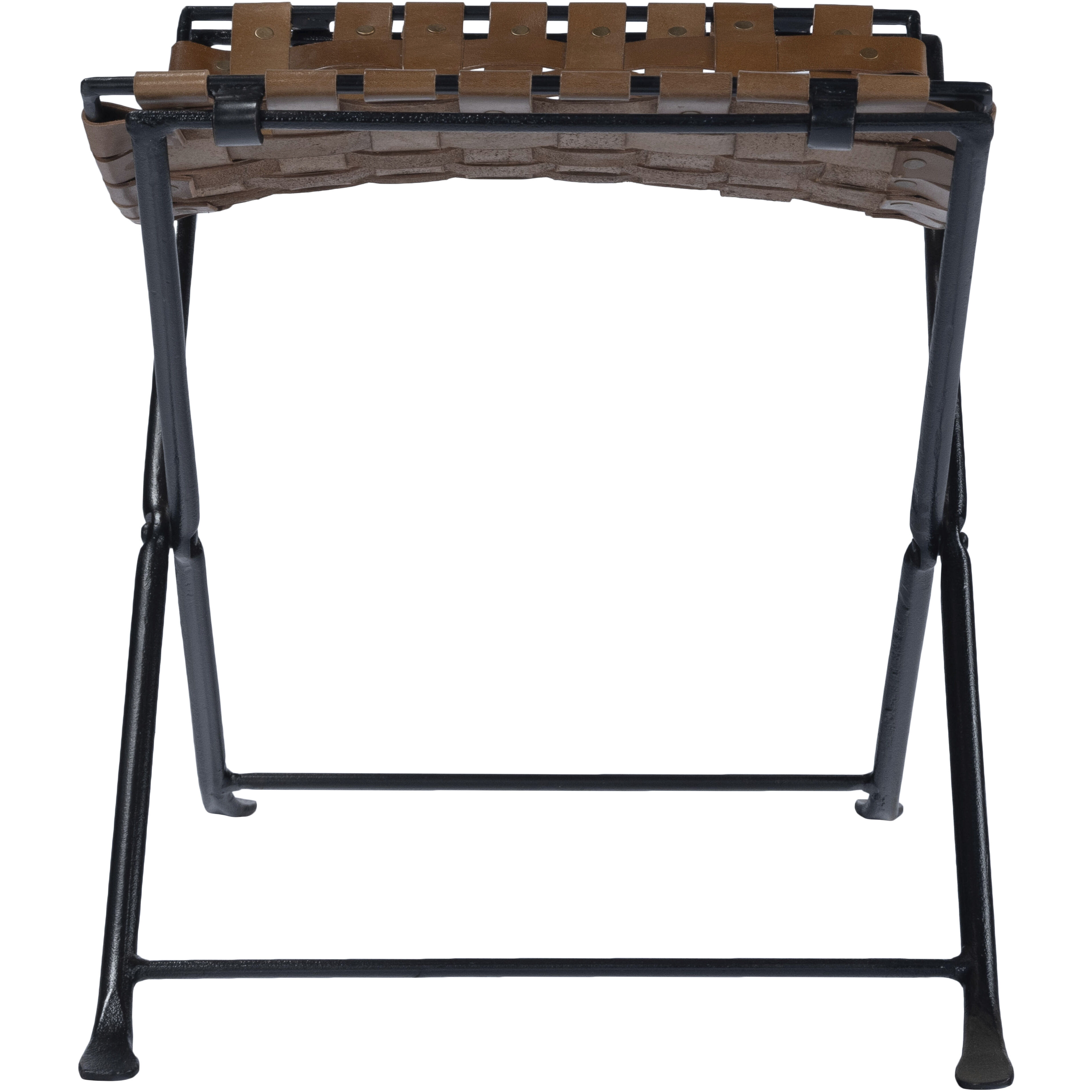 Karma Brown Woven Leather Ottoman or Stool