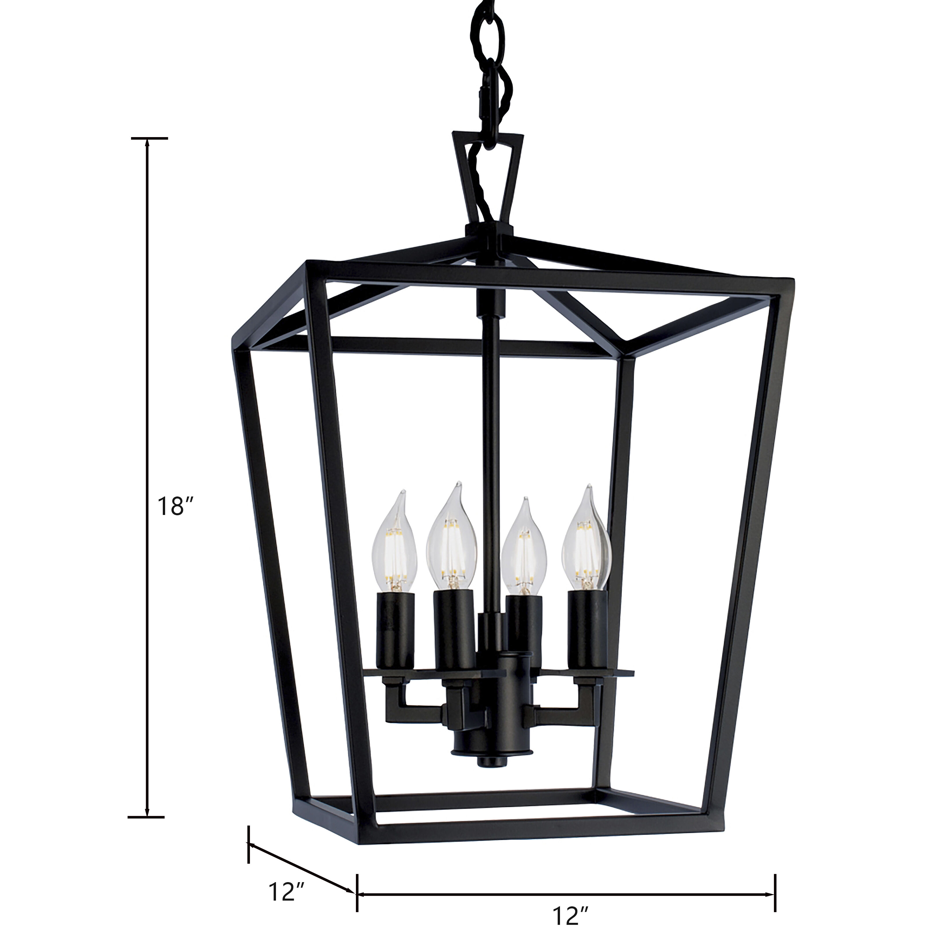 Cage 4 Light 12 inch Matte Black Pendant Ceiling Light