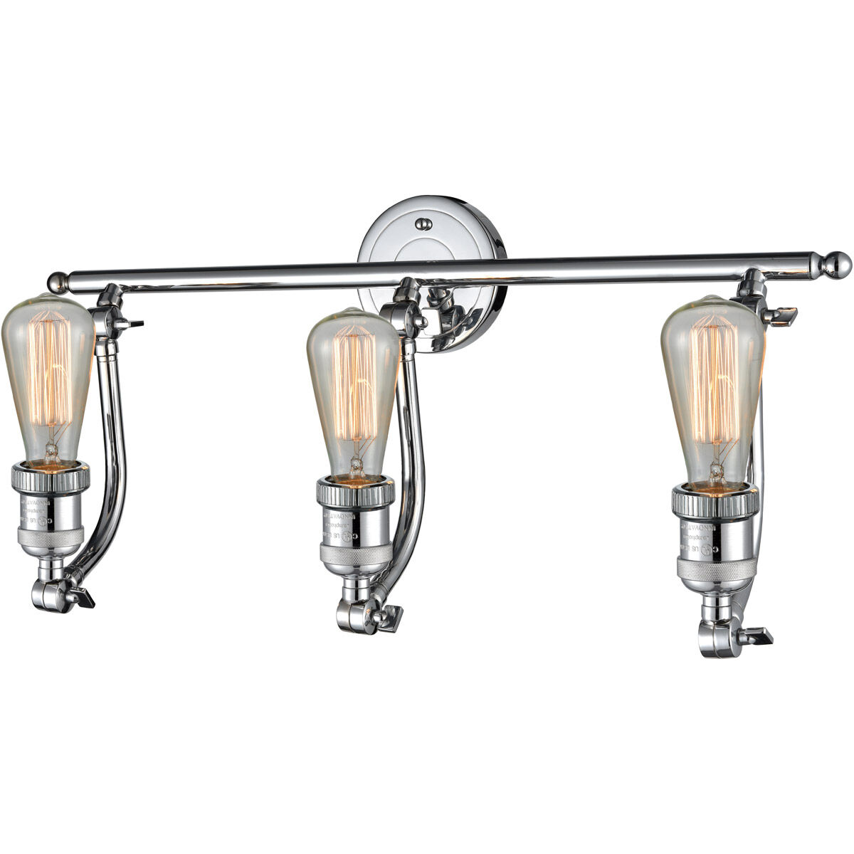 Franklin Restoration Bare Bulb 3 Light 26 inch Polished Chrome Bath Vanity Light Wall Light, Franklin Restoration
