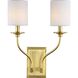 Bonita 2 Light 14 inch Satin Brass Wall Sconce Wall Light, Design Series