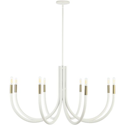 Wand 8 Light 38 inch Sand White/Aged Brass Chandelier Ceiling Light in Sandy White and Aged Brass