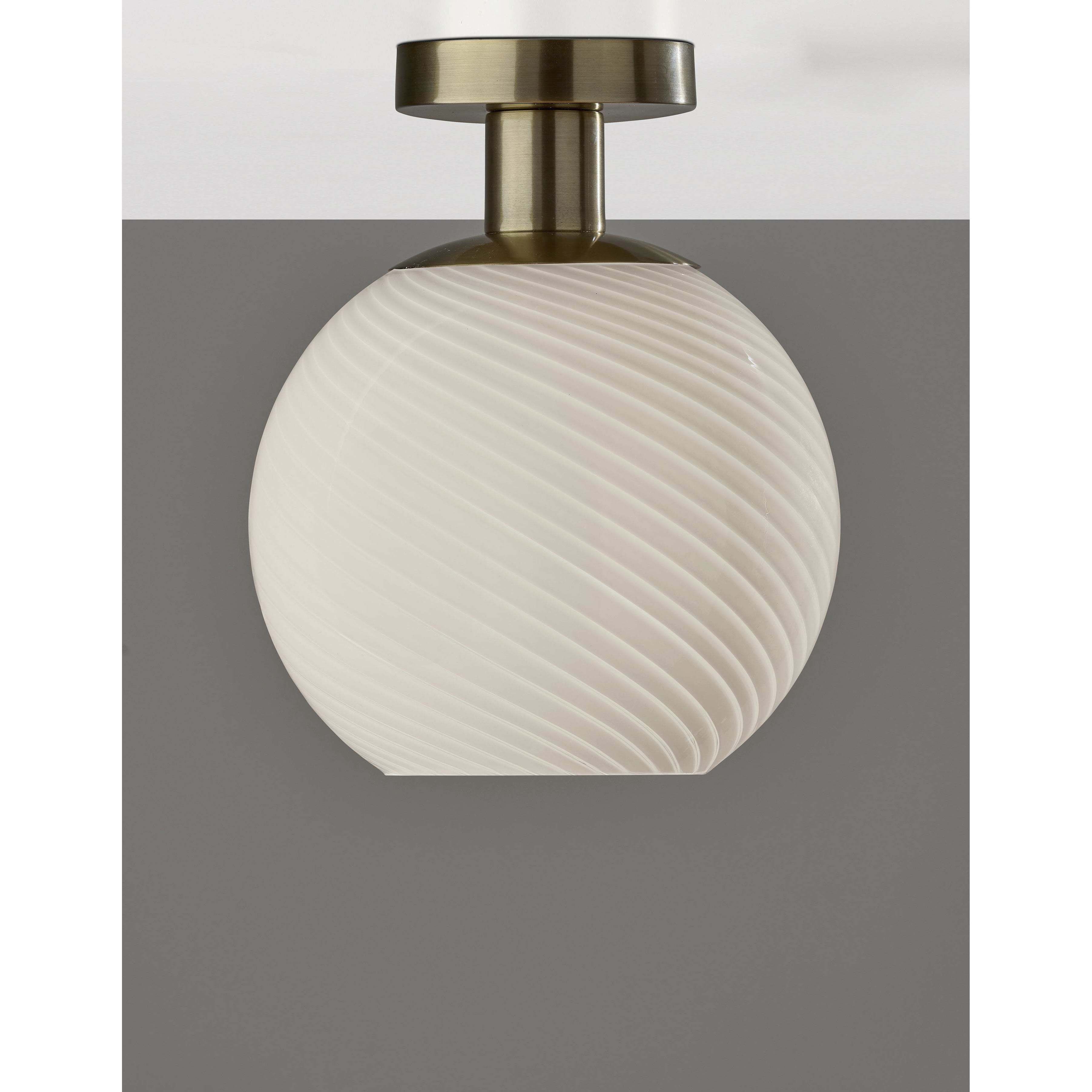 Swirl 9.5 inch Antique Brass Flush Mount Ceiling Light