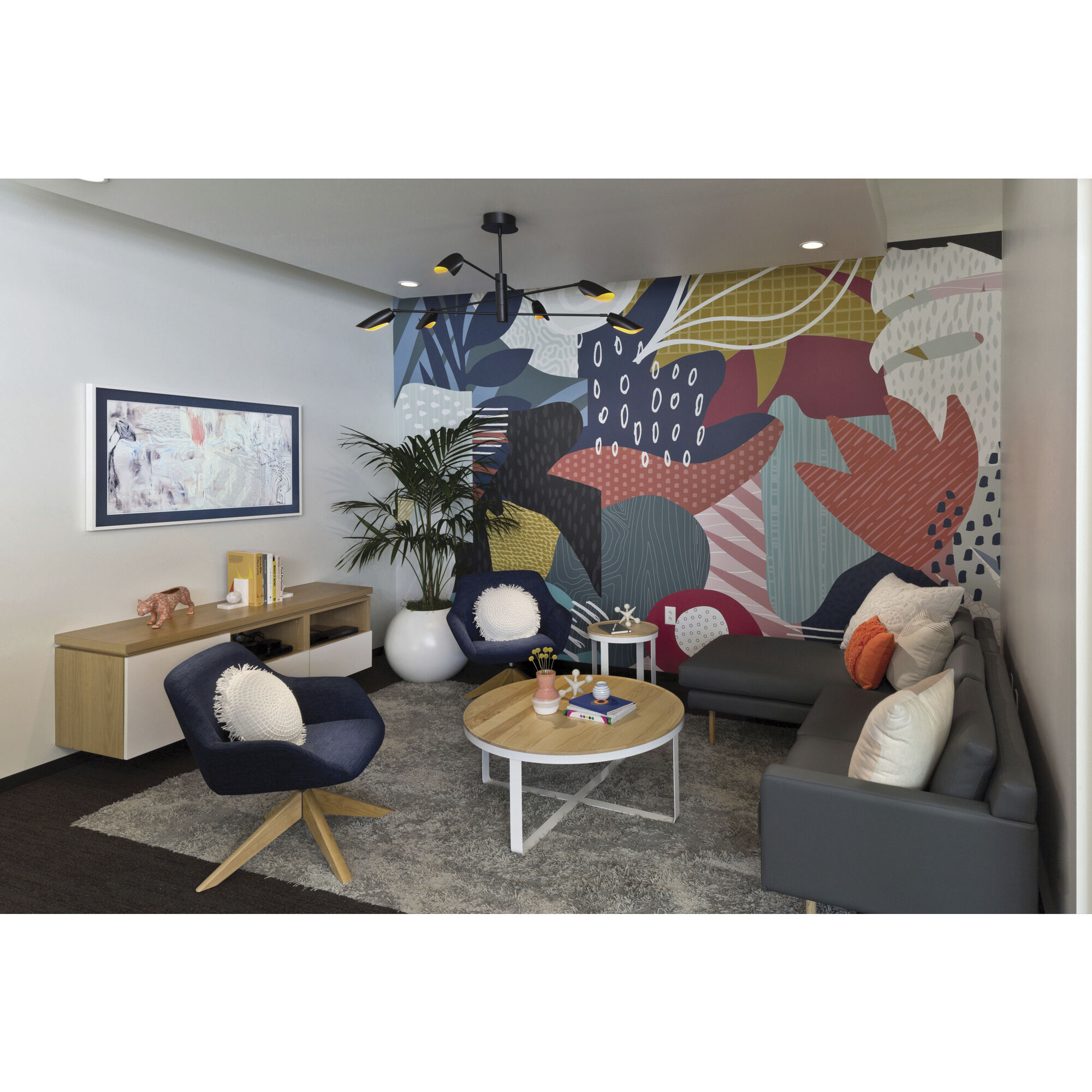 Bowery LED 50 inch Black Chandelier Ceiling Light, Semi-Flush Mount