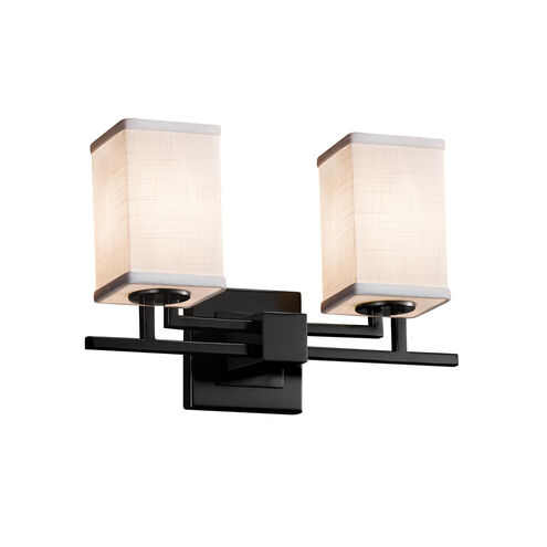 Textile LED 16 inch Matte Black Bath Vanity Light Wall Light in 1400 Lm LED, Cream, Square with Flat Rim