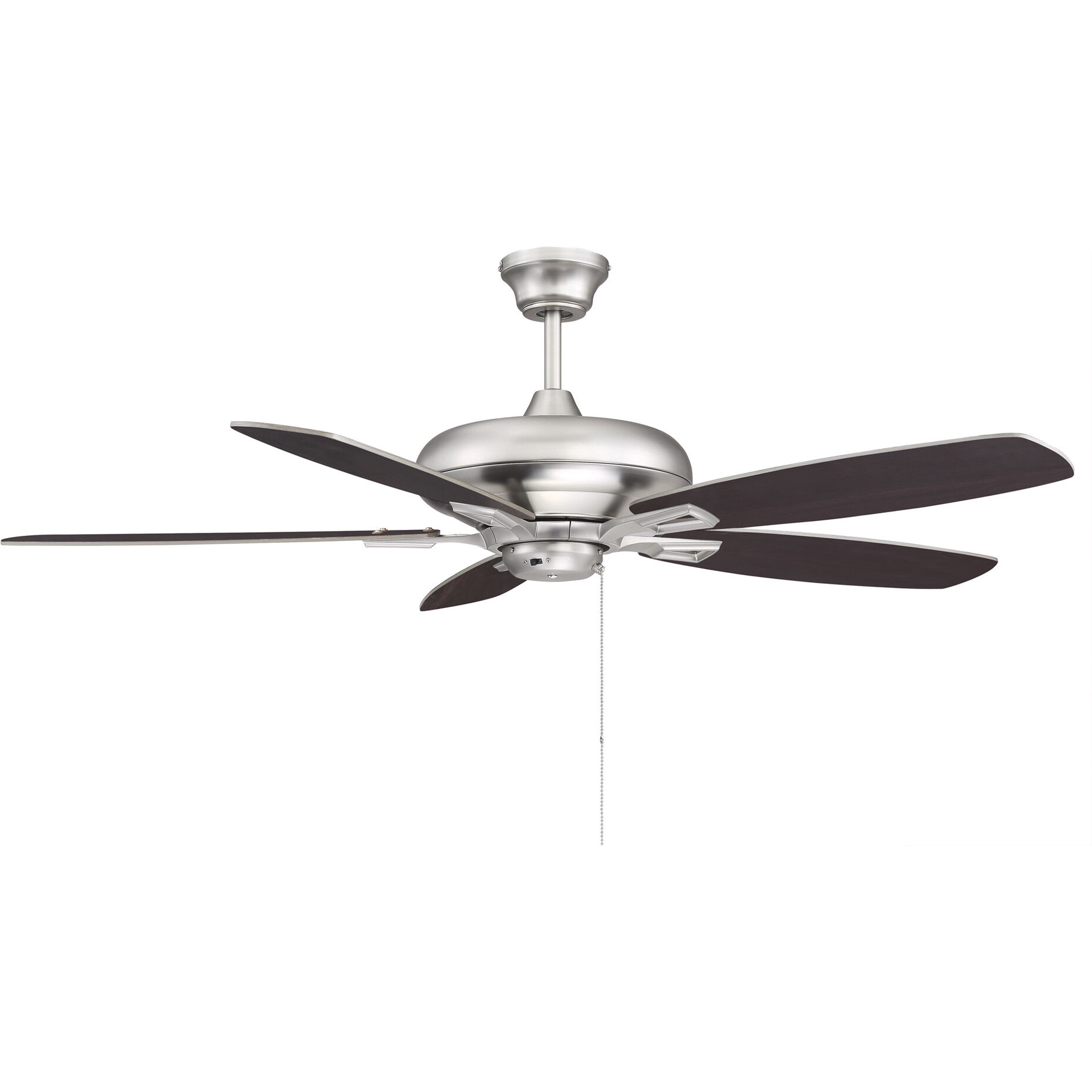 Mystique 52 inch Satin Nickel with Chestnut and Silver Blades Ceiling Fan
