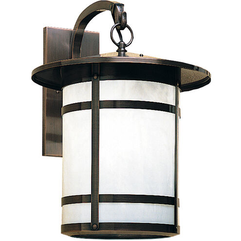 Berkeley 1 Light 15 inch Verdigris Patina Outdoor Wall Mount in White Opalescent