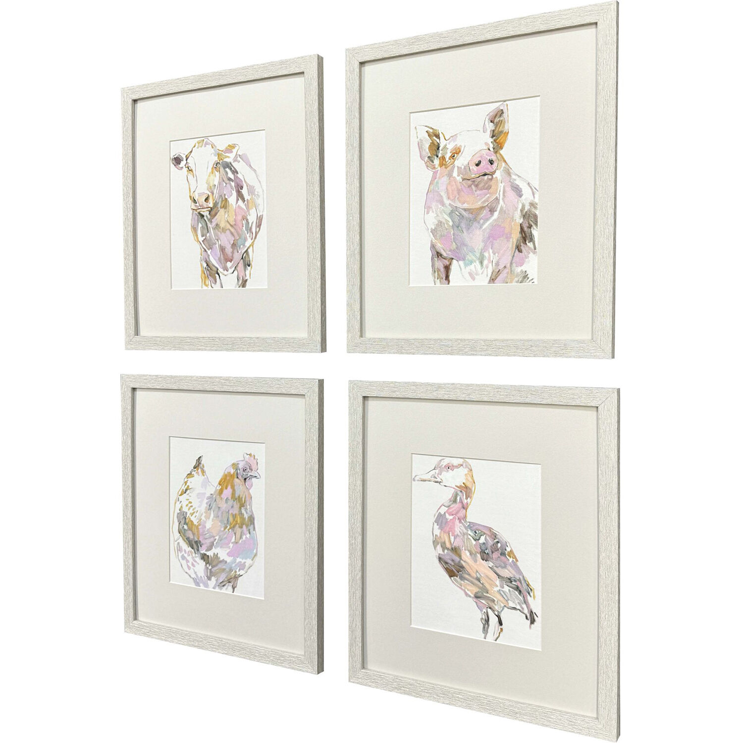 Barnyard Buds Pink and Multi and Green and Beige Framed Art, Propac