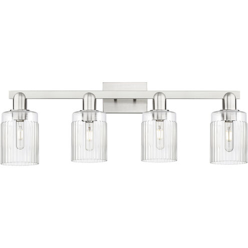 Arcadia Hadley 4 Light 31.5 inch Brushed Satin Nickel Bath Vanity Light Wall Light in Clear