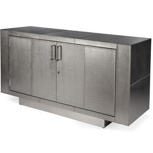 Francois Silver Leather 70.5" Buffet Sideboard in Silver