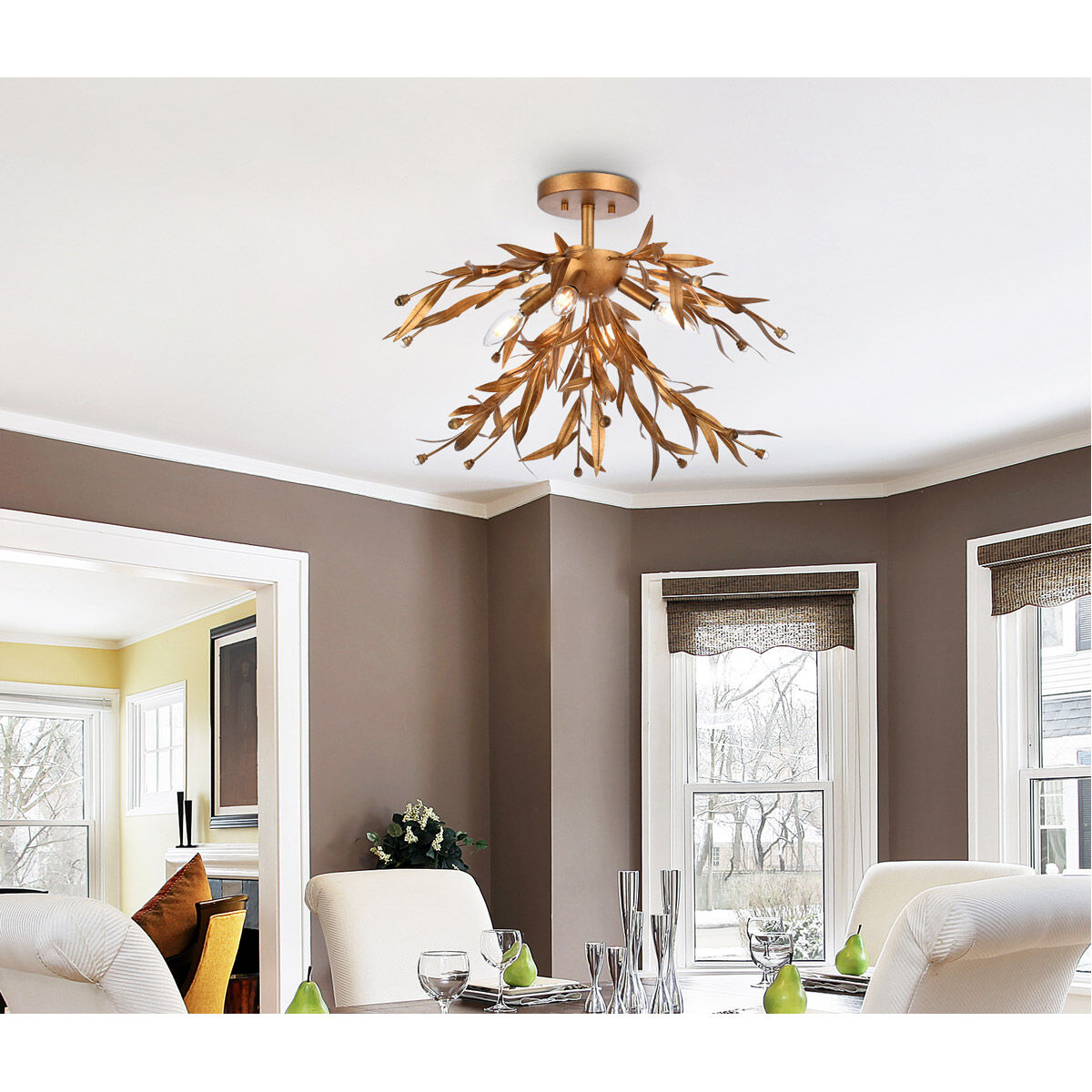 Gold leaf flush mount light shop