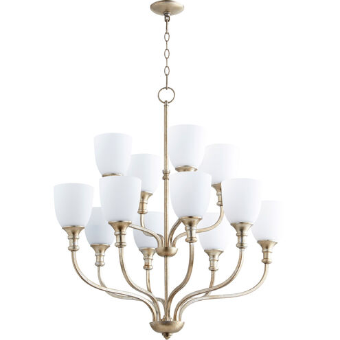 Richmond 12 Light 34 inch Aged Silver Leaf Chandelier Ceiling Light