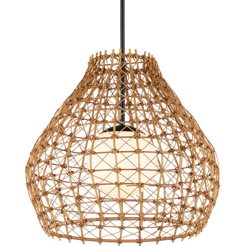 Bly 1 Light 21 inch Natural/Black/Frosted White Outdoor Pendant