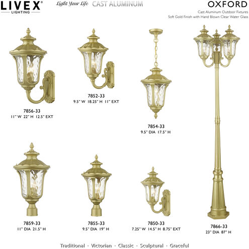 Oxford 1 Light 19 inch Soft Gold Outdoor Post Top Lantern, Medium