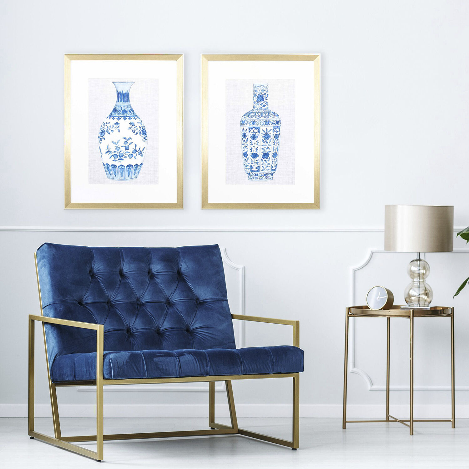 Ming Vase Blue and Neutral Framed Art, Propac