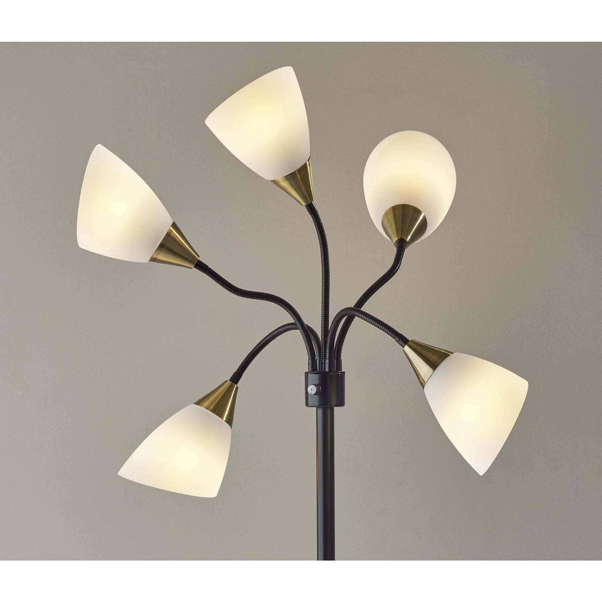 Sophia 67 inch 60.00 watt Black with Antique Brass Accents Floor Lamp Portable Light, Simplee Adesso