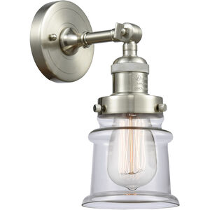 Franklin Restoration Small Canton 1 Light 7 inch Brushed Satin Nickel Sconce Wall Light in Clear Glass, Franklin Restoration