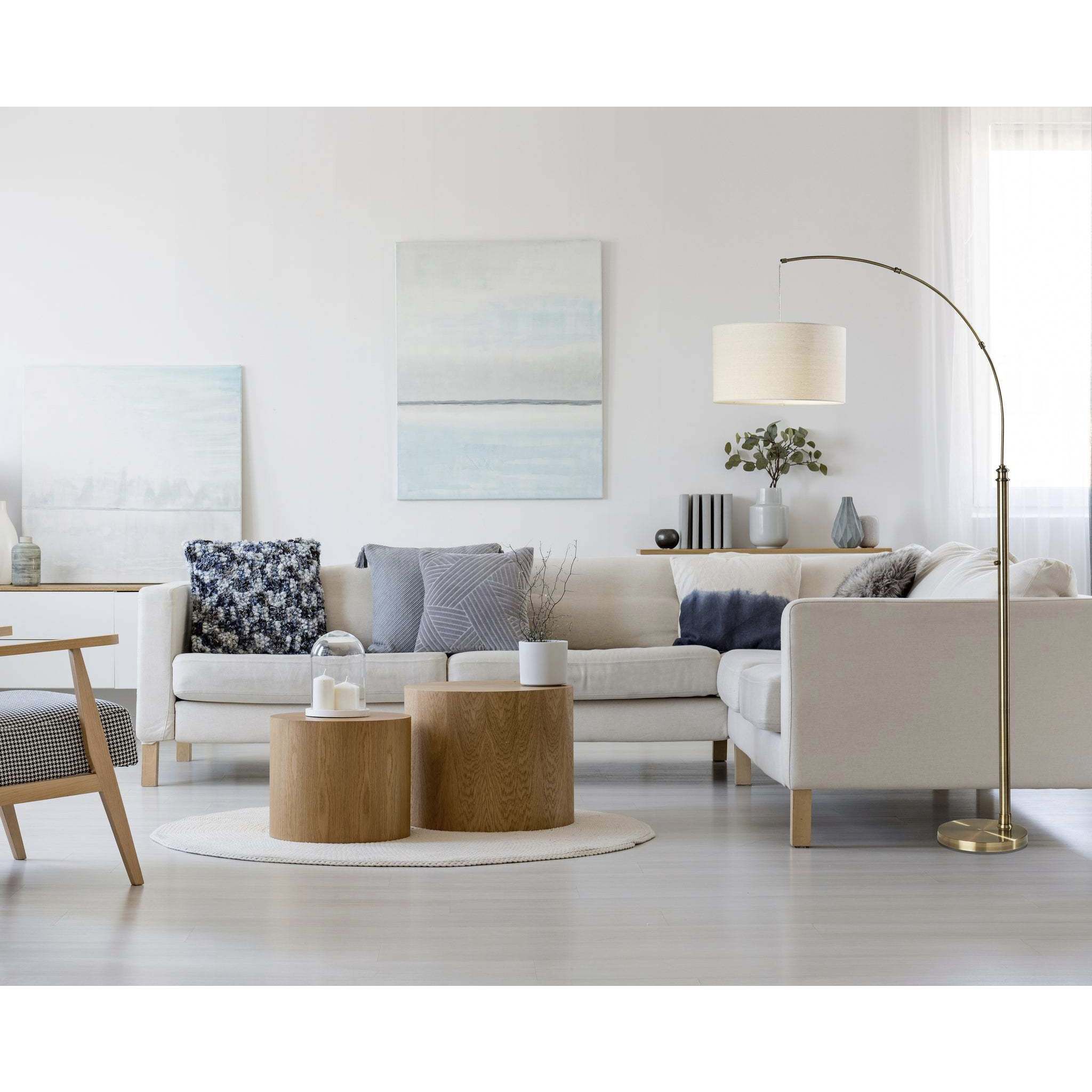 Barton 75.5 inch 100.00 watt Antique Brass Arc Floor Lamp Portable Light, Simplee Adesso