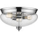 Amon 3 Light 15 inch Chrome Flush Mount Ceiling Light in Clear Seedy Glass, 5.1