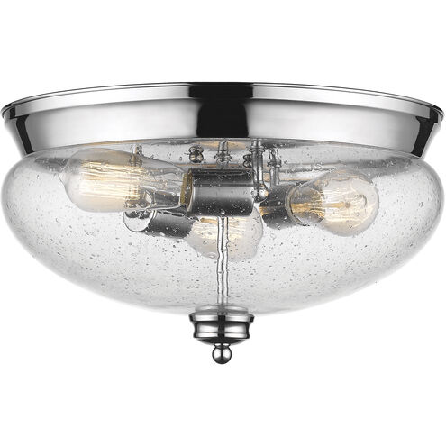 Amon 3 Light 15 inch Chrome Flush Mount Ceiling Light in Clear Seedy Glass, 5.1