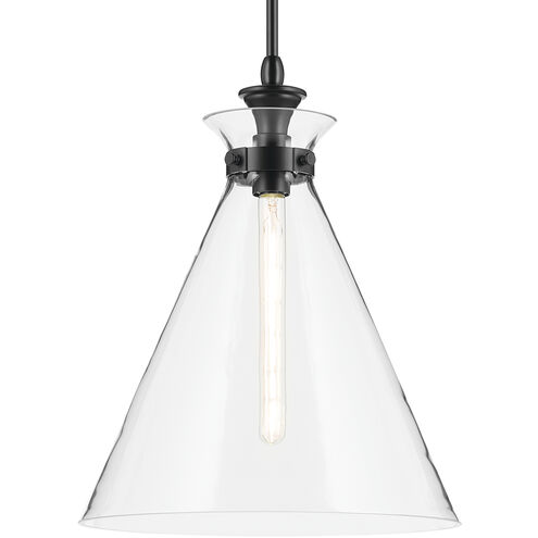 Laria 1 Light Black Pendant Ceiling Light in Clear