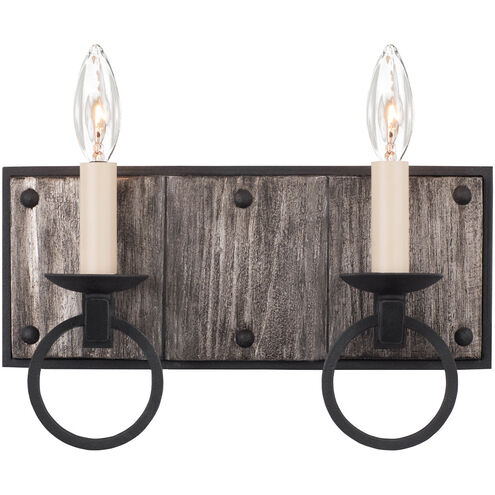 Laramie 2 Light 12 inch Black Iron Vanity Light Wall Light