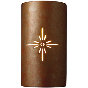 Sun Dagger Cylinder 2 Light 8 inch Rust Patina Wall Sconce Wall Light in Incandescent, Sunburst, Large