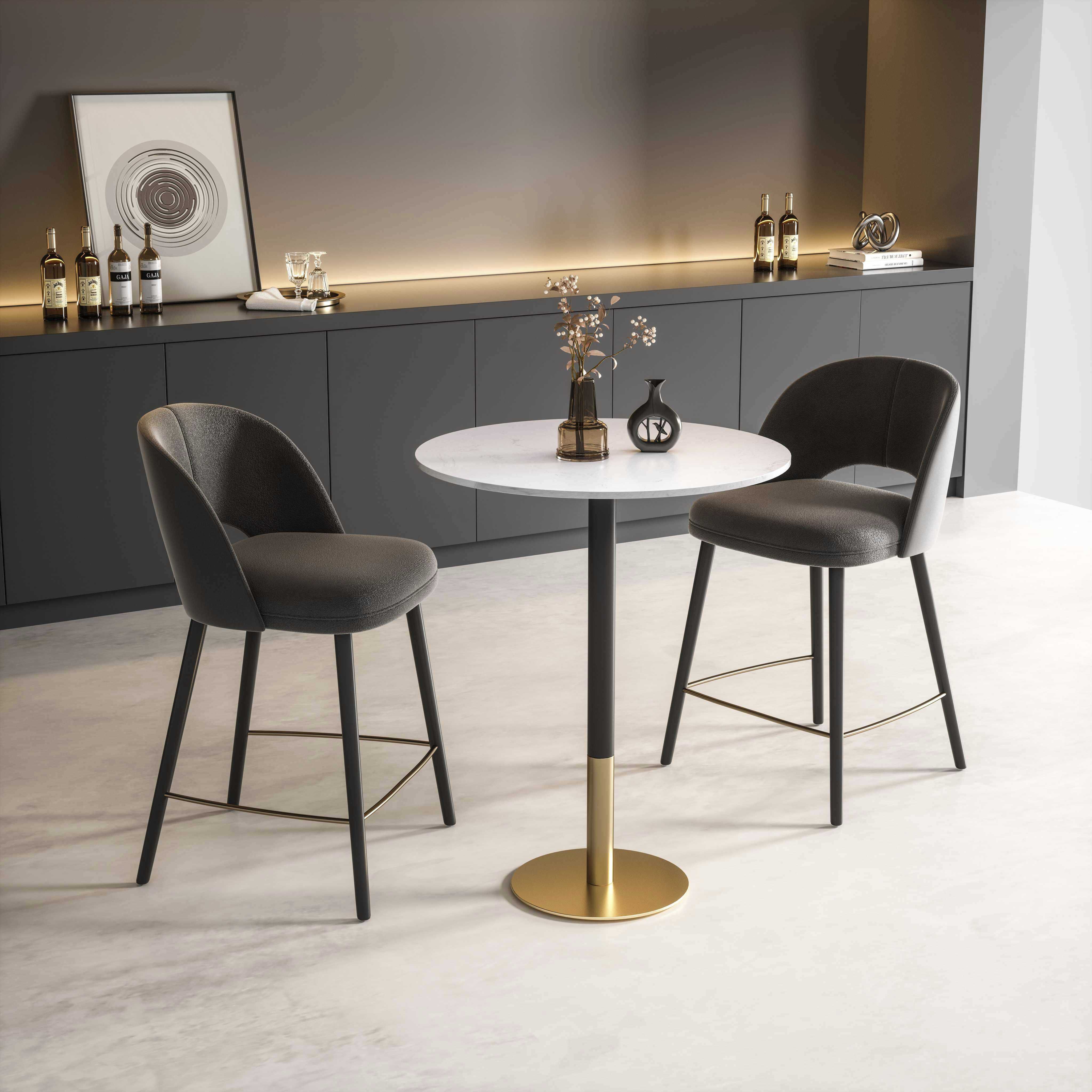 Ronan 39.5 X 31.5 inch White and Gold Pub Table