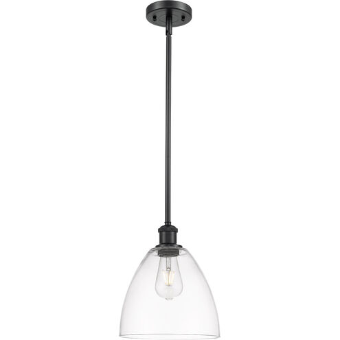 Ballston Dome LED 9 inch Matte Black Mini Pendant Ceiling Light in Clear Glass