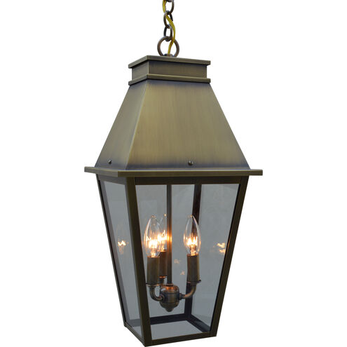 Croydon 3 Light 10 inch Verdigris Patina Pendant Ceiling Light in Clear