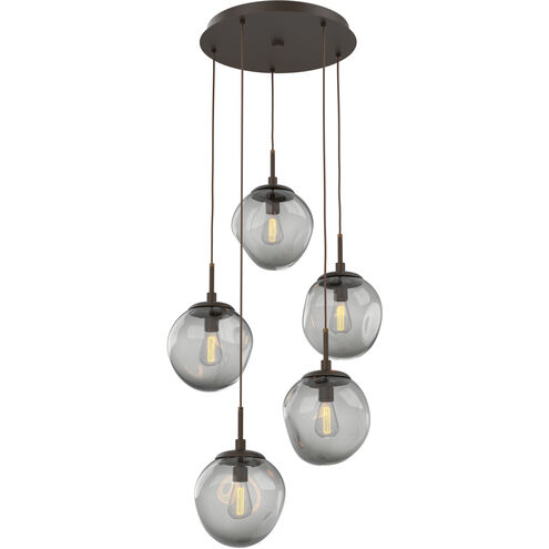 Aster Incandescent 5 Light Flat Bronze Chandelier Ceiling Light, Round Multi-Port