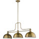 Melange 3 Light 52 inch Heritage Brass Billiard Ceiling Light in Heritage Brass Metal and Glass