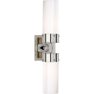Thomas O'Brien Marais 2 Light 4.75 inch Polished Nickel Double Bath Sconce Wall Light in White Glass, Large