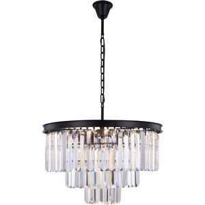 Sydney 9 Light 26 inch Matte Black Chandelier Ceiling Light in Clear, Urban Classic