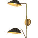 Alora Mood Oscar 2 Light 8 inch Aged Gold and Matte Black Bath Vanity Light Wall Light
