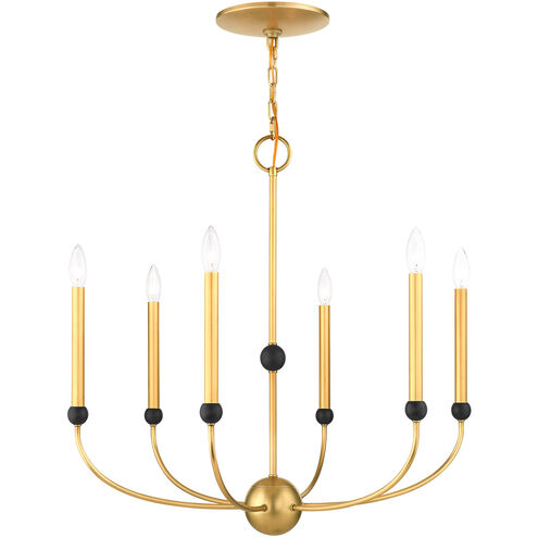 Cortlandt 6 Light 28 inch Natural Brass with Bronze Accents Chandelier Ceiling Light