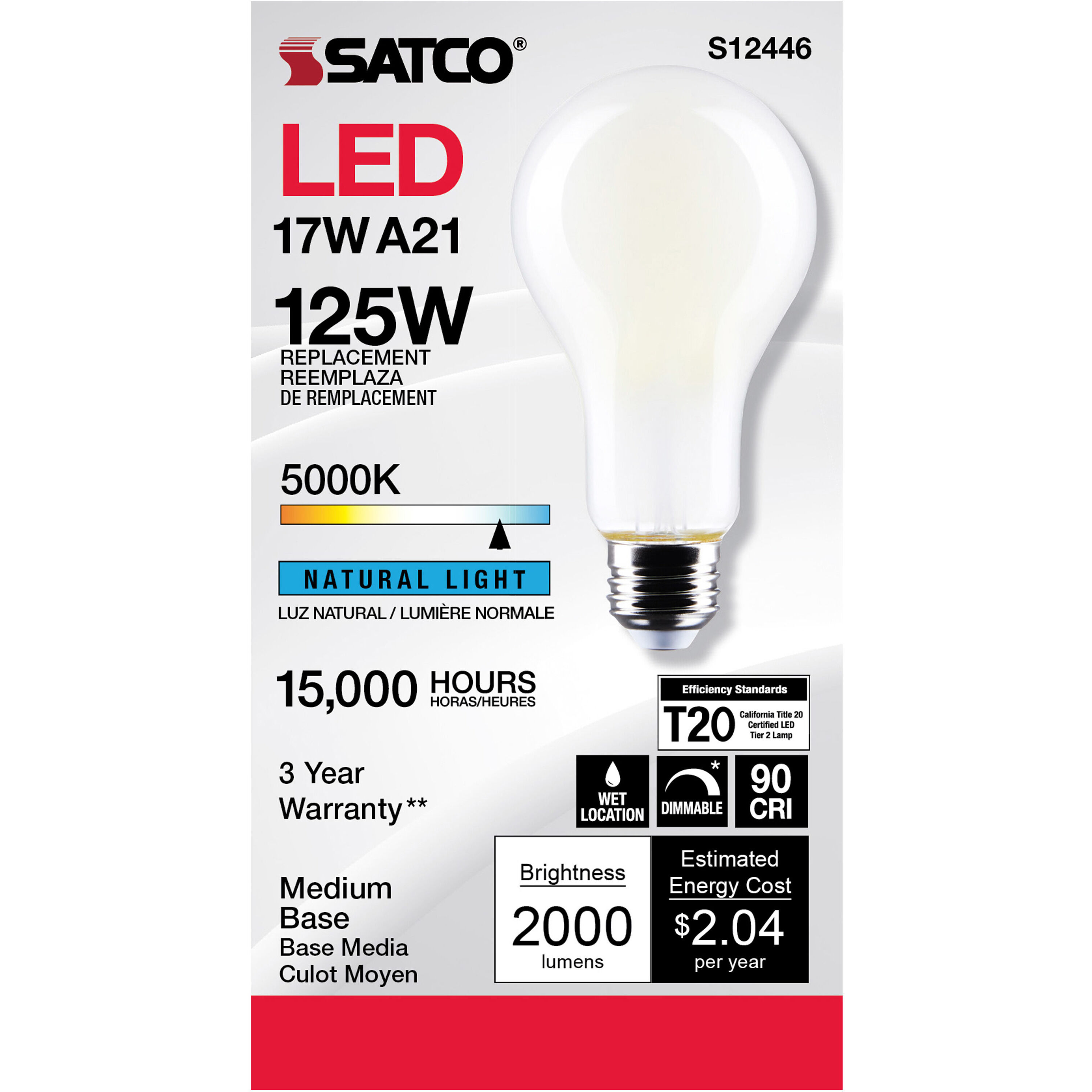 Lumos LED Medium Type A21 17.00 watt 5000K Light Bulb