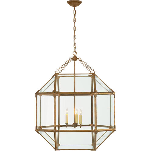 Suzanne Kasler Morris 3 Light 23.25 inch Gilded Iron Lantern Pendant Ceiling Light in Clear Glass, Large