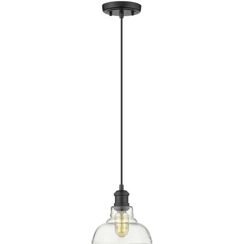 Carver 1 Light 8 inch Matte Black Mini Pendant Ceiling Light in Clear Glass, Small