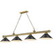 Cordon 4 Light 81.25 inch Rubbed Brass Billiard Ceiling Light in Matte Black Steel